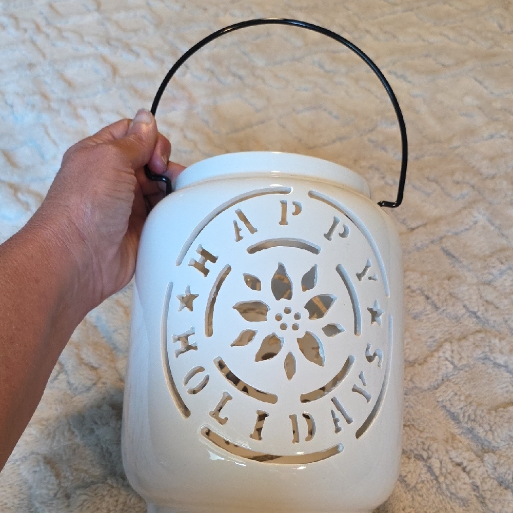 White Holiday Lantern NWT